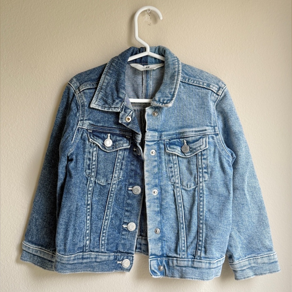 H&M Kids Girls Two Tone Blue Denim Jean Jacket 5T